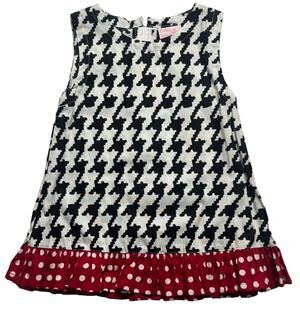 Frumpy Rumps Girls Dress 24M Black White Houndstooth Red Polka Dot Ruffle
